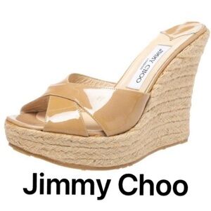 Jimmy Choo Patent Leather Wedge Espadrille